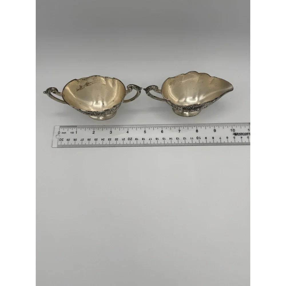 Lady Claire Silver Plated Creamer And Sugar Bowl Set C235 Japan
